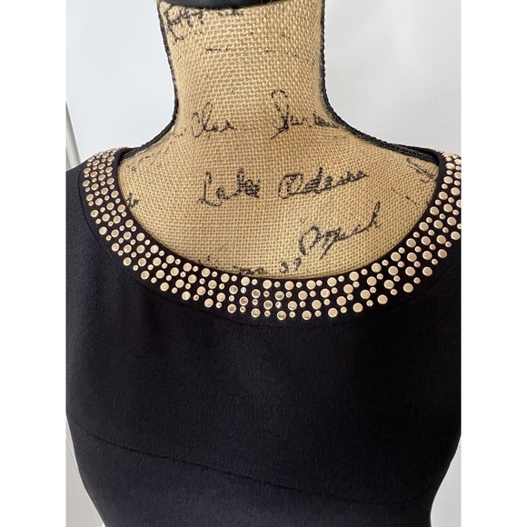 Karl Lagerfeld womens 16 Dress Black Sleeveless Gold Studs Accent New with tags - Picture 4 of 7